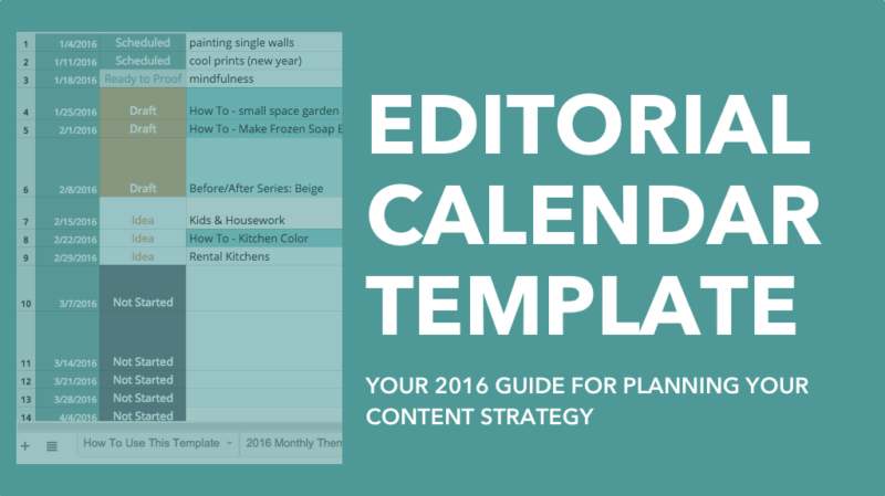 2016 Editorial Calendar Template