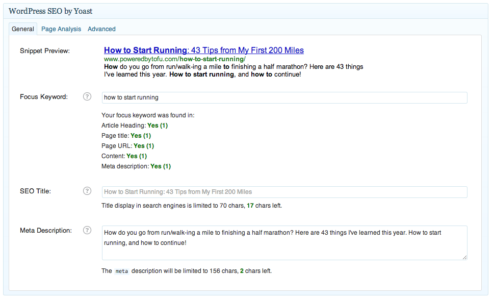 Yoast plugin way to keep track of your seo friendly headlines