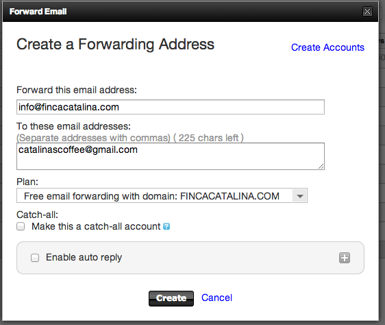 Forwarding email address