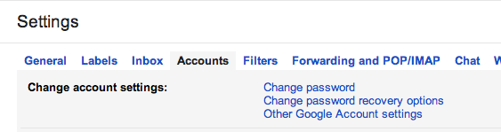 Gmail Accounts settings