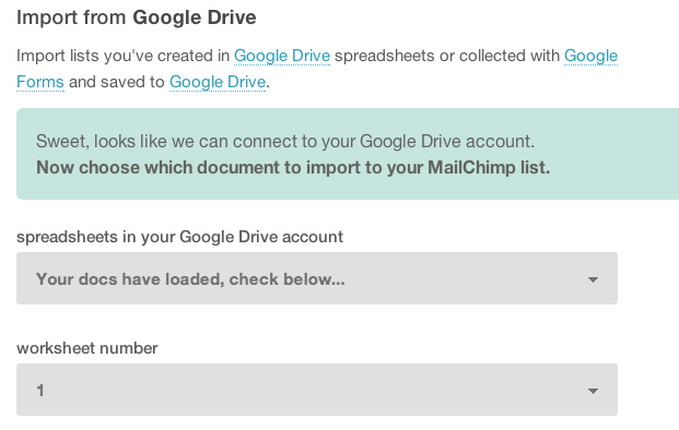 Mailchimp Google Drive Import