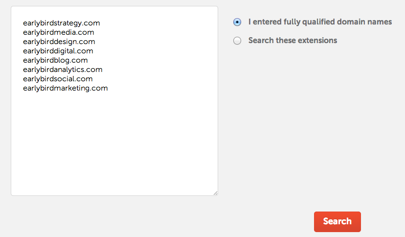 Domain name searching at Namecheap