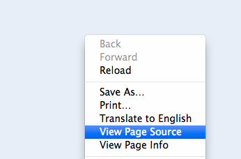 Right-click View Page Source