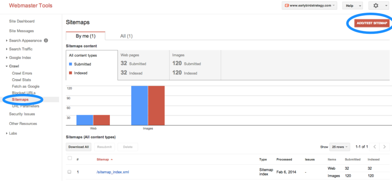 Add your XML sitemap GWT