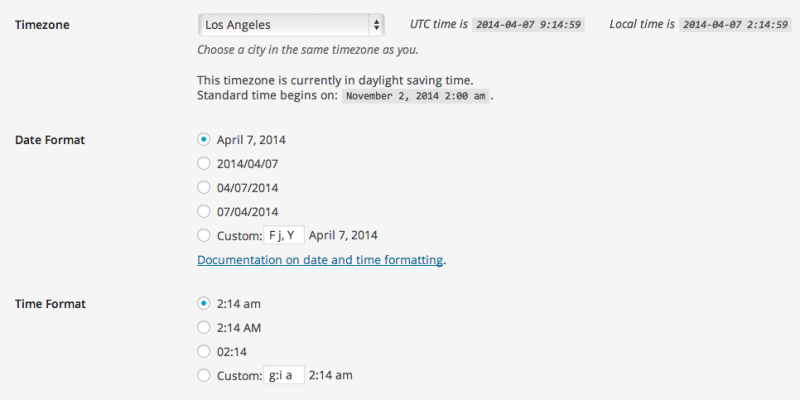 Timezone in WordPress